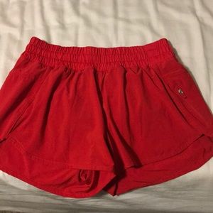 red running lululemon shorts